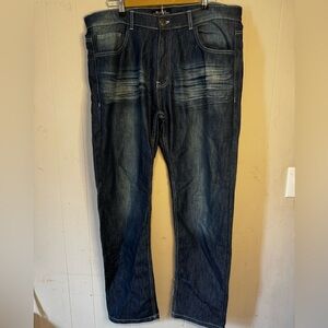 Men's Straight Leg Dark Indigo Washed Jeans